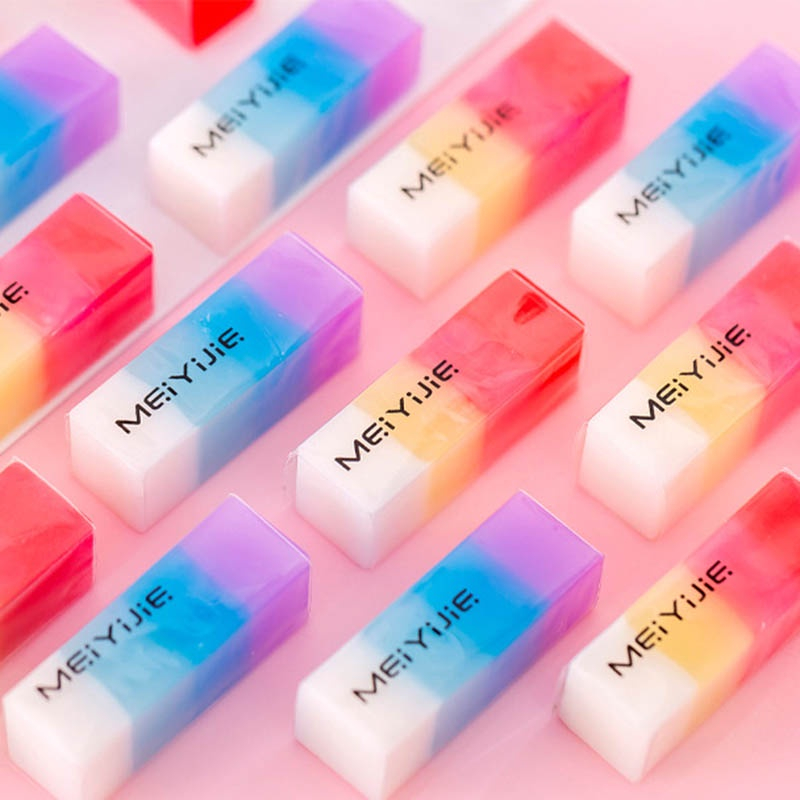 Hộp 24 Cục Gôm 7 Sắc Cầu Vòng Tẩy Siêu Sạch 681