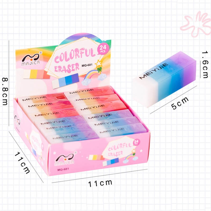 Hộp 24 Cục Gôm 7 Sắc Cầu Vòng Tẩy Siêu Sạch 681