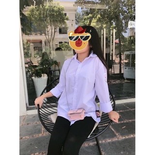 áo trắng nữ nam đi học dài tay không túi dáng rộng