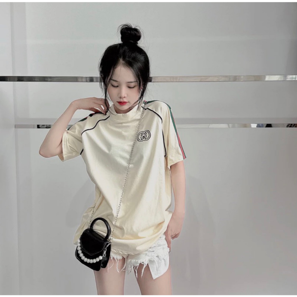 Áo Phông Gucci Chất Cotton Co Dãn 4 Chiều Thêu Chữ GG Phong Cách Boy Phố - Áo Phông Thêu Soc Xanh Đỏ Hottrend 2023