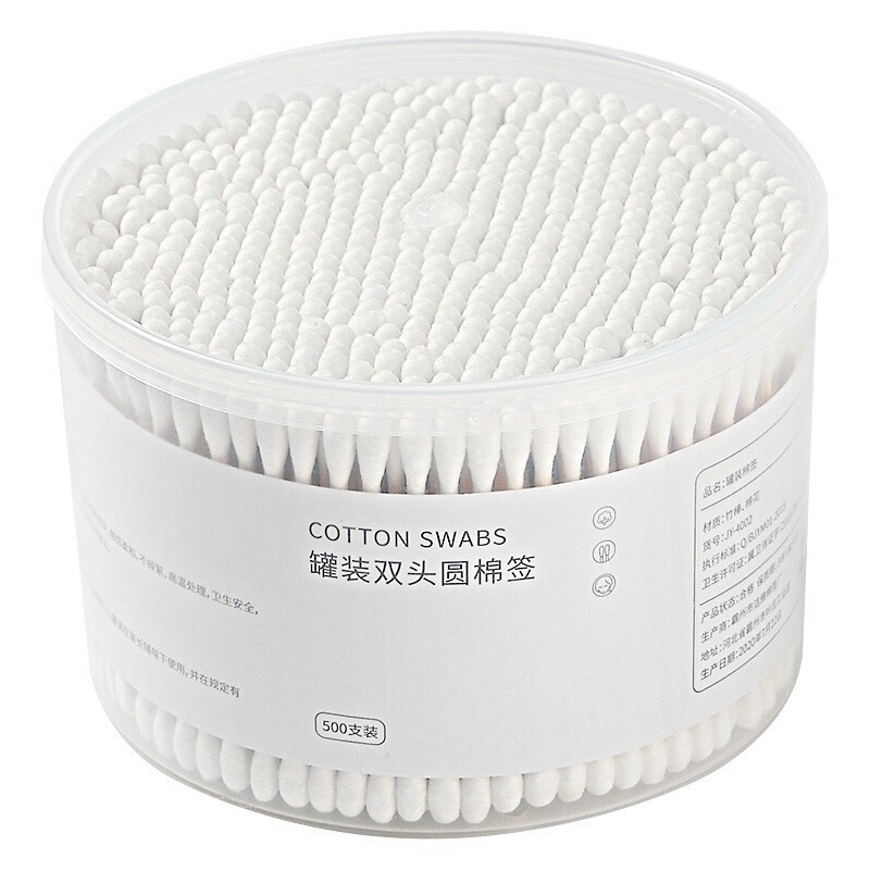 Hộp  500 tăm bông thân gỗ dùng cho hàng cắt tóc , spa xA1