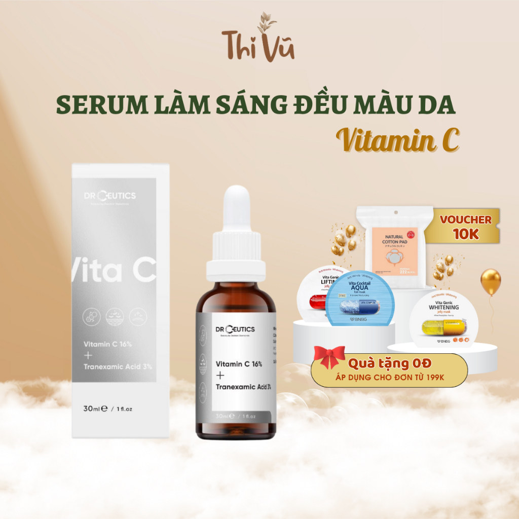 Tinh chất DrCeutics Vitamin C 16% Và Tranexamic Acid 3% tinh chất sáng da mờ thâm chống lão hóa 30ml