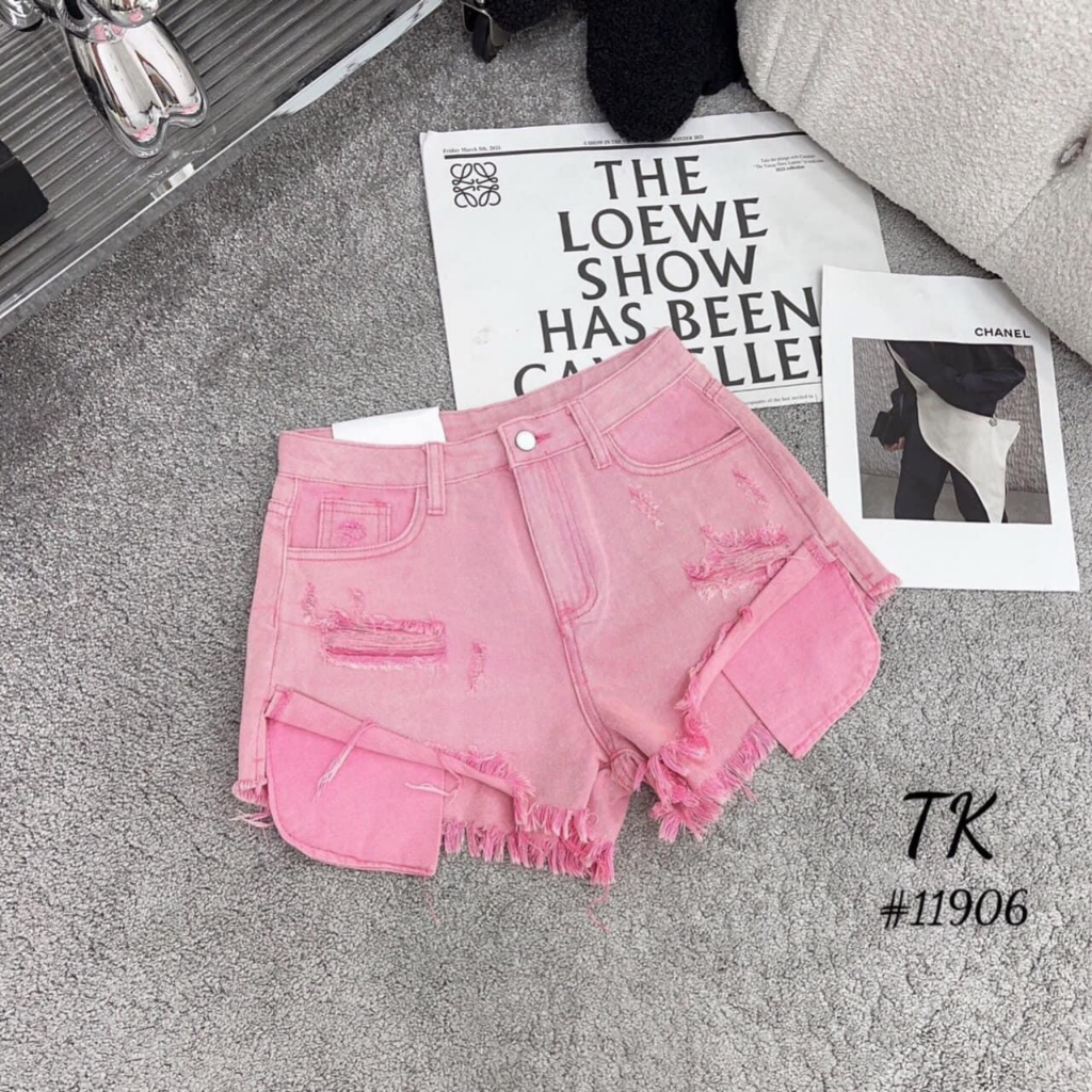 Quần shorts kaki lưng cao nút kiểu siêu hot - B5U