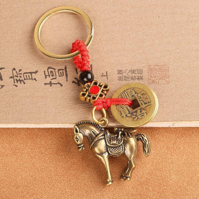 Móc Khóa Trang Trí Phong Thủy Bằng Đồng Thau Quả Bầu,Đồng xu,Ty hưu, Mèo Phát Tài, Mã Đáo Thành Công...