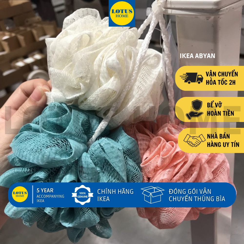 IKEA bộ 3 miếng bông tắm tạo bọt IKEA ABYAN nhập khẩu Thái Lan