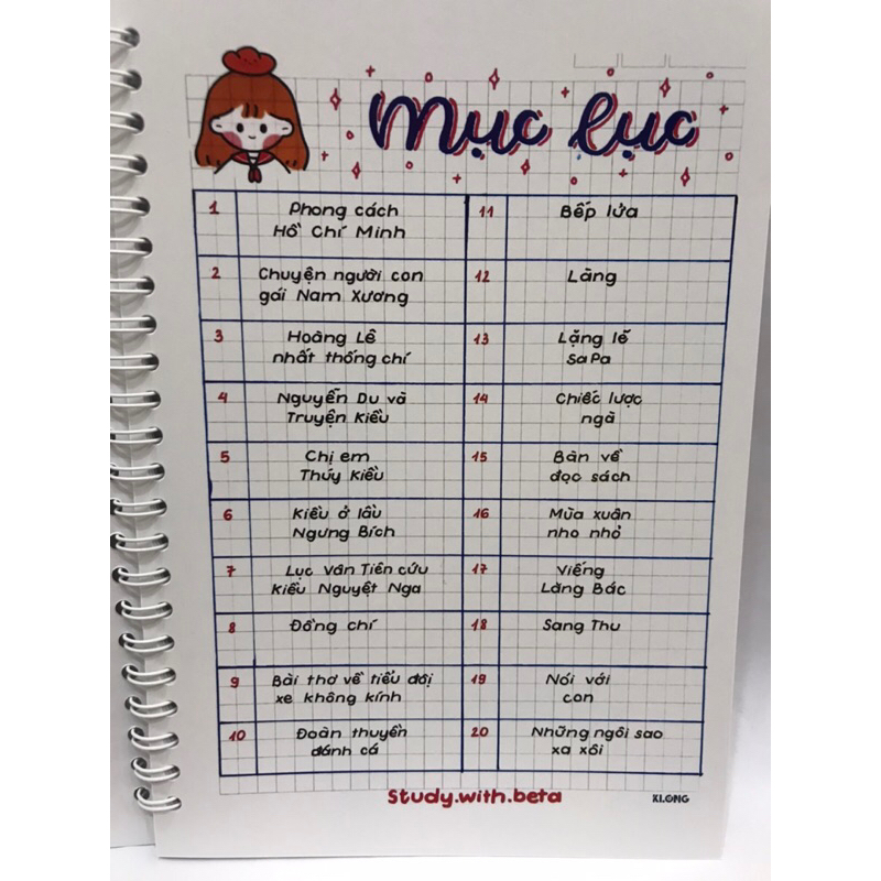 SỔ Lò Xo Takenote Trang Trí sticker VĂN 9