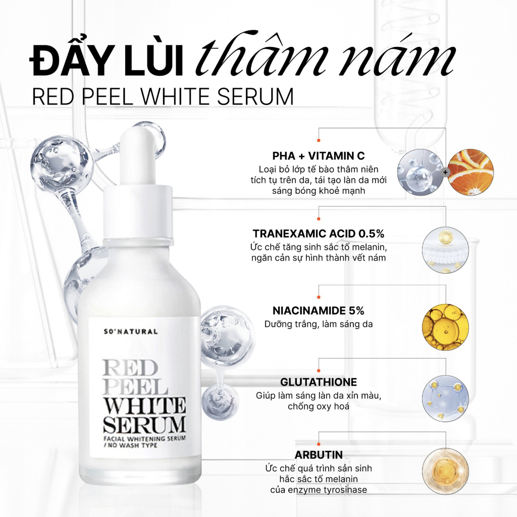 Tinh chất Red peel white serum, cải thiện thâm sạm nám, dưỡng căng bóng da, làm đều màu da 35ml