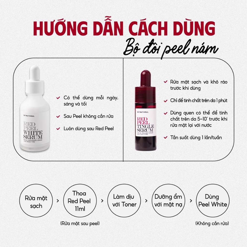 Tinh chất Red peel white serum, cải thiện thâm sạm nám, dưỡng căng bóng da, làm đều màu da 35ml