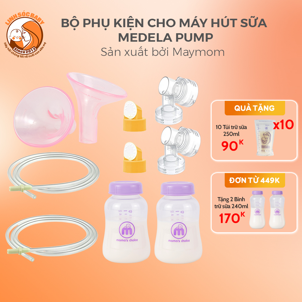 Bộ phễu hút sữa silicon Mama's Choice và phụ kiện Maymom dùng cho máy hút sữa Medela Pump In Style Advanced