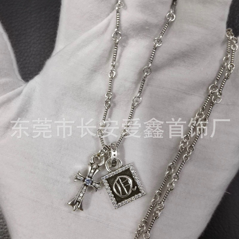 [ẢNH THẬT] VÒNG CỔ CHROME HEART Màu Bạc Đính Đá -Dây chuyền Chrome heart Bạc Đính Đá CH /Chrome hear