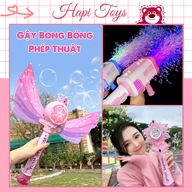 Gậy bong bóng phép thuật Có Led Âm Thanh Hapi Toys - Súng bắn bong bóng xà phòng 32 nòng KÈM PIN siêu mạnh LOẠI 1