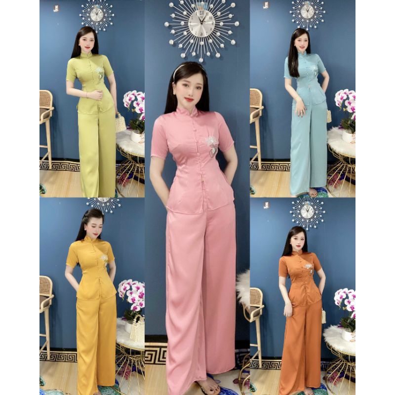 ĐỒ LAM ĐI CHÙA NỮ / BỘ LAM CỔ TÀU CÓ DÂY THẮT EO