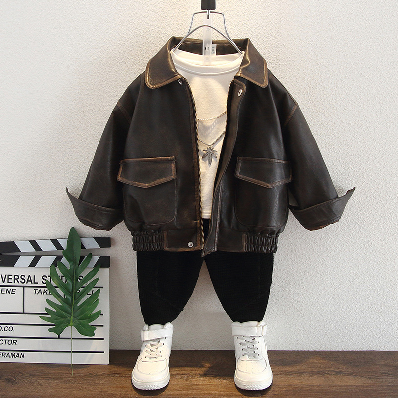 Áo khoác da cao cấp cho bé, Áo khoác phong cách Châu Âu