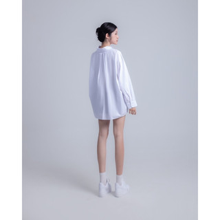 Áo sơ mi basic trắng cổ đứng form rộng Matte SHIRT