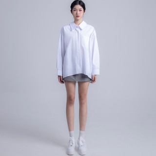 Áo sơ mi basic trắng cổ đứng form rộng Matte SHIRT