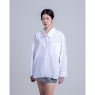 Áo sơ mi basic trắng cổ đứng form rộng Matte SHIRT