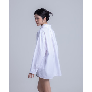 Áo sơ mi basic trắng cổ đứng form rộng Matte SHIRT