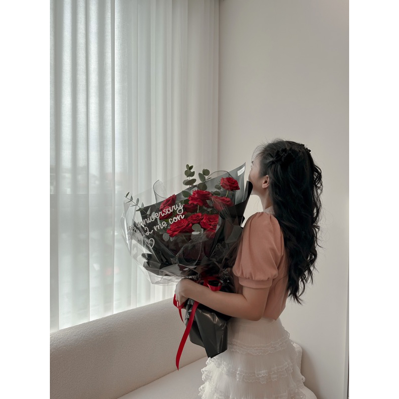 Áo sơ mi len tăm hồng cổ hoa đá by La Moneta