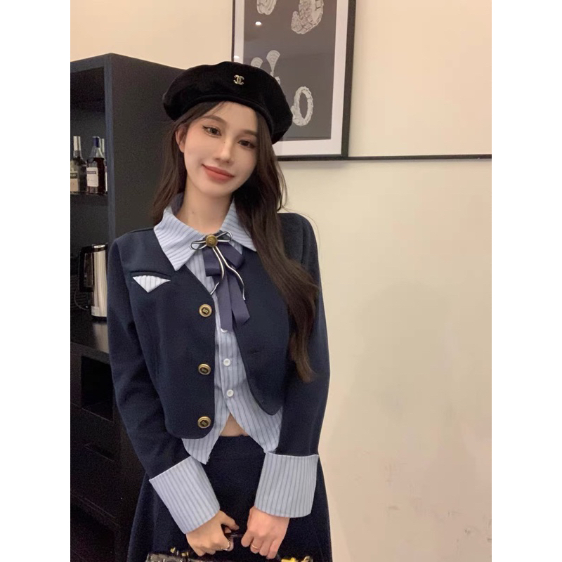 Set áo gile học sinh mỹ kèm chân váy dáng dài xếp ly thiết kế mới 2023