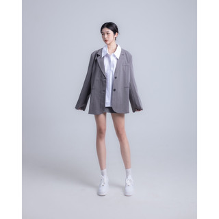 Áo sơ mi basic trắng cổ đứng form rộng Matte SHIRT