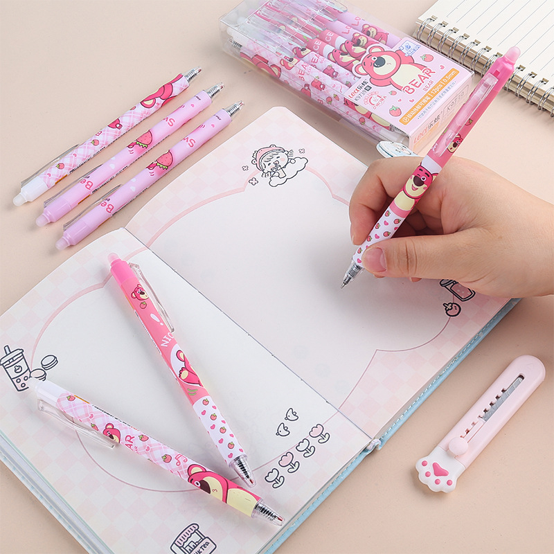 Bút Bi 6 Cây Bút Gel Xoá Được Dạng Bấm Ngòi 0,5mm , Nhiều Mẫu Cute Dễ Thương Mực Xanh, Mực Đen