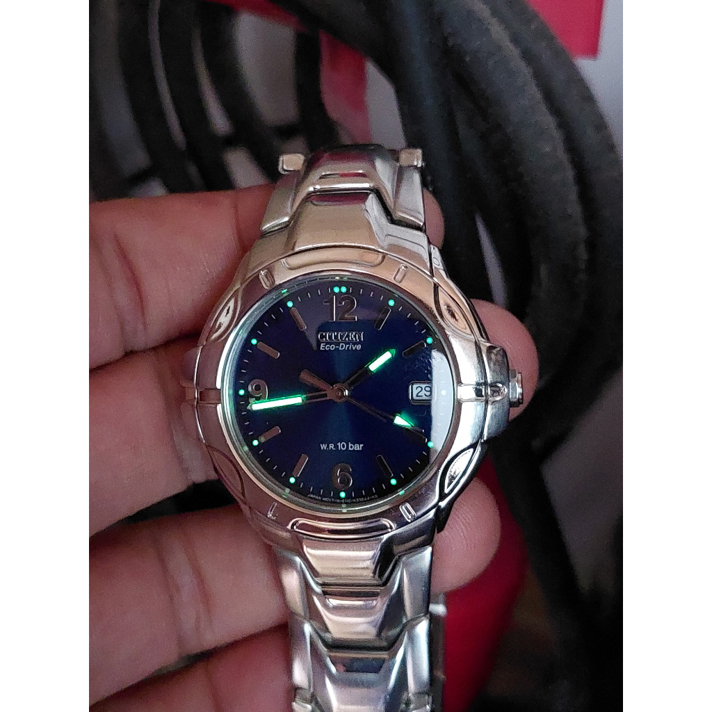 Đồng hồ nam Citizen Eco Driver mặt xanh pin năng lượng ánh sáng hàng Si