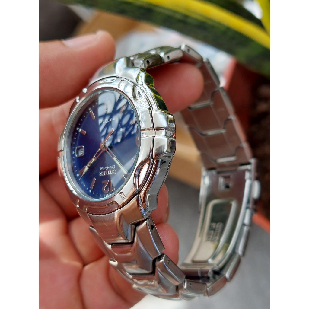 Đồng hồ nam Citizen Eco Driver mặt xanh pin năng lượng ánh sáng hàng Si