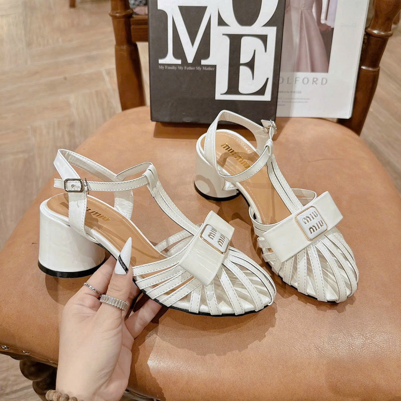 GIÀY BAL RỌ KHOÁ NƠ MIU GÓT TRỤ TRÒN 5 PHÂN