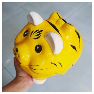 Heo đất tiểu hổ vàng ngang 15 chứa được 200 tờ tiền