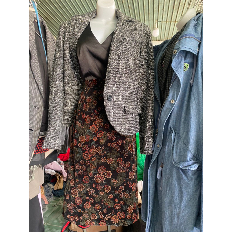 Khoác vest blazer dạ tweed dáng croptop