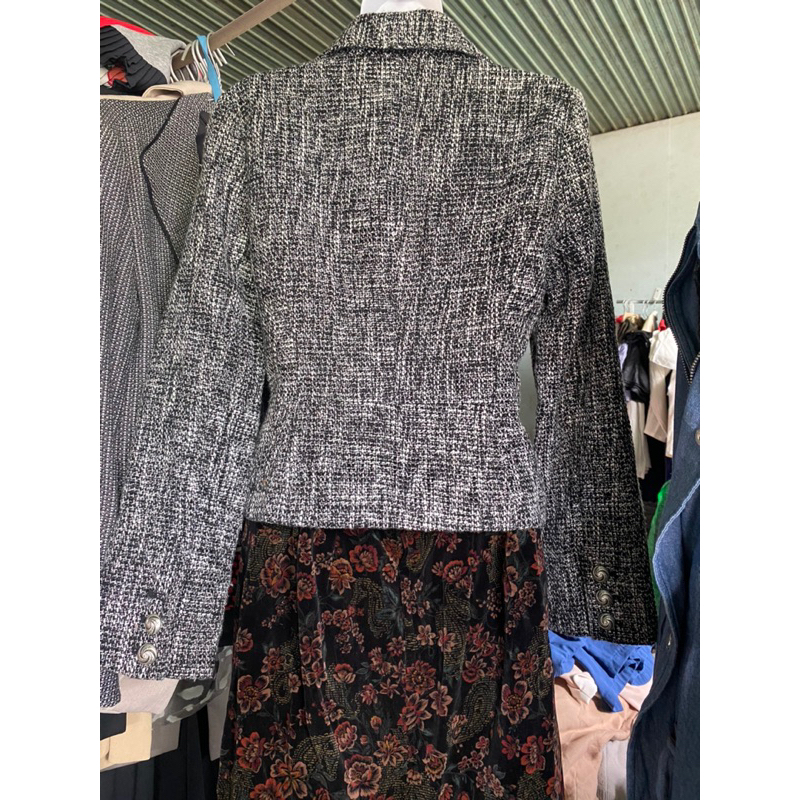Khoác vest blazer dạ tweed dáng croptop