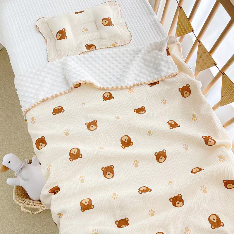 Chăn thu đông muslin cao cấp cho bé 100% cotton kích thước 110x110 sử dụng được bốn mùa xuân hè thu đông