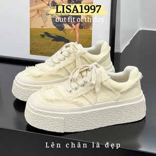 Giày nữ thể thao vải canvas tua rua đế cao 5cm mã M8