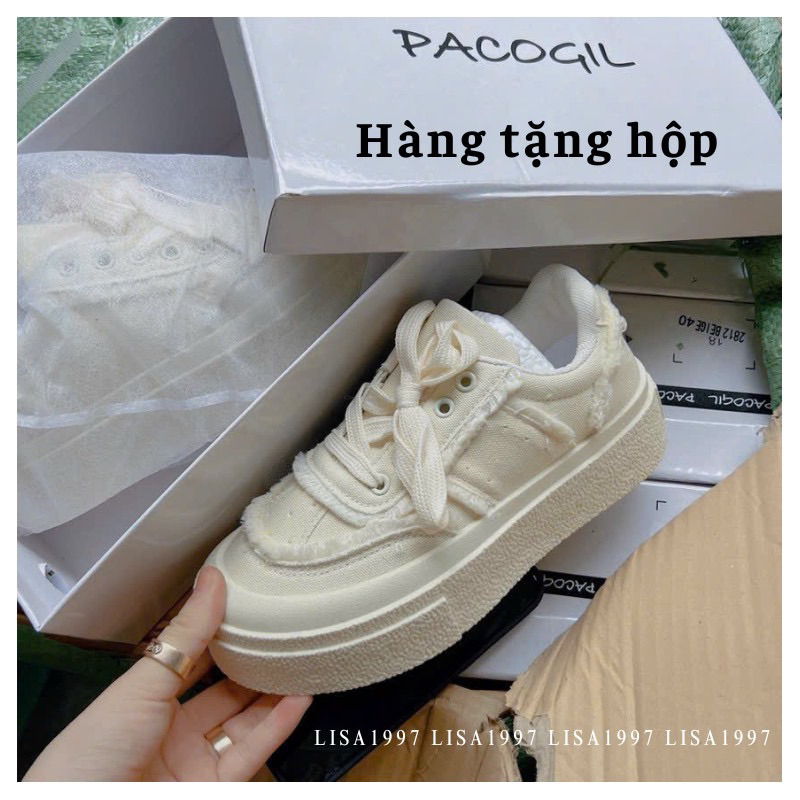 Giày nữ thể thao vải canvas tua rua đế cao 5cm mã M8