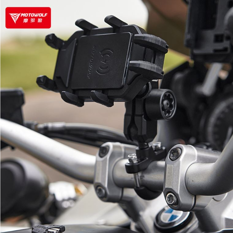 Giá đỡ điện thoại chống rung MOTOWOLF xe máy, motor ,gắn ghi đông chân gương MDL2728 có sạc, gắn Camer - Hàng chính hãng