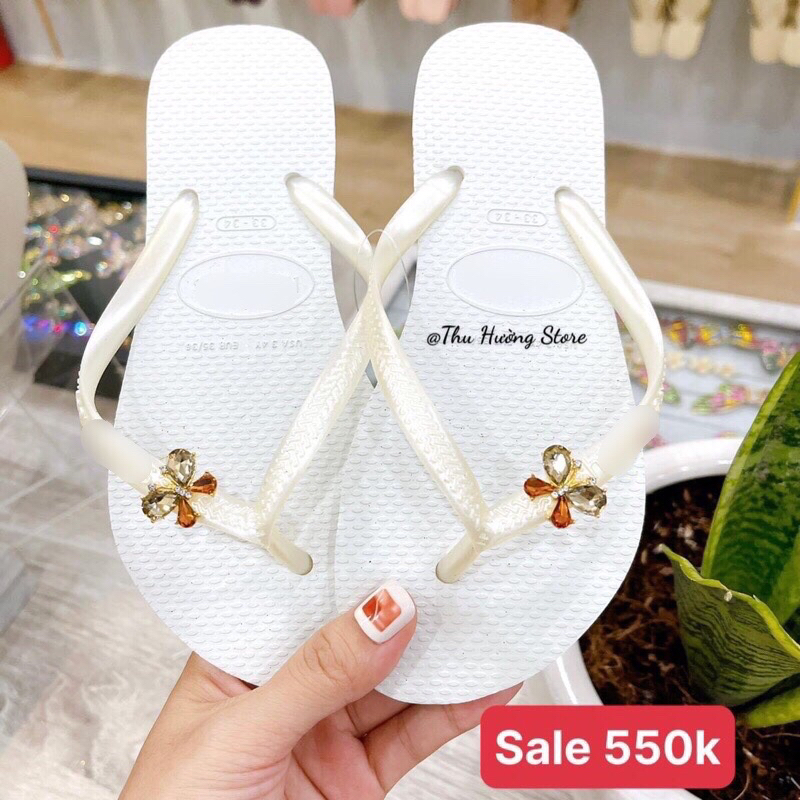 Dép Nữ Chính Hãng Slim Đính Bươm' Đá Nhí