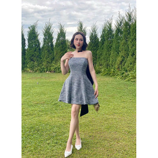 Gv3227- đầm bố cúp nơ đen rời
