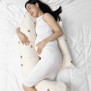 Gối cho phụ nữ mang thai cao cấp Mongsure gối giảm đau lưng đỡ bụng cho bà bầu một giấc ngủ ngon họa tiết thêu Hàn Quốc