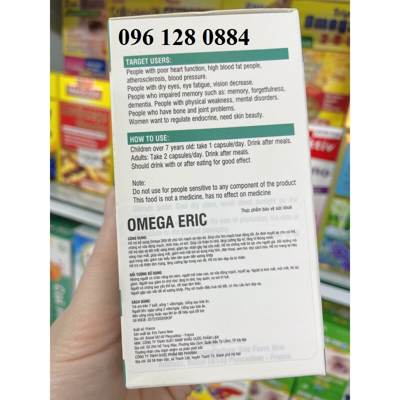 OMEGA ERIC - HỖ TRỢ TIM MẠCH VÀ NÃO BỘ, GIÚP CẢI THIỆN TRÍ NHỚ, TĂNG TRÍ THÔNG MINH