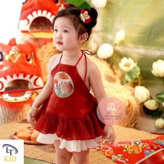 Set bộ áo cổ yếm chéo siêu đẹp cho bé gái