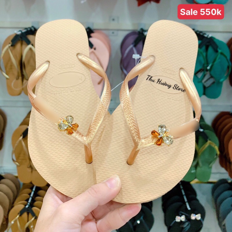 Dép Nữ Chính Hãng Slim Đính Bươm' Đá Nhí