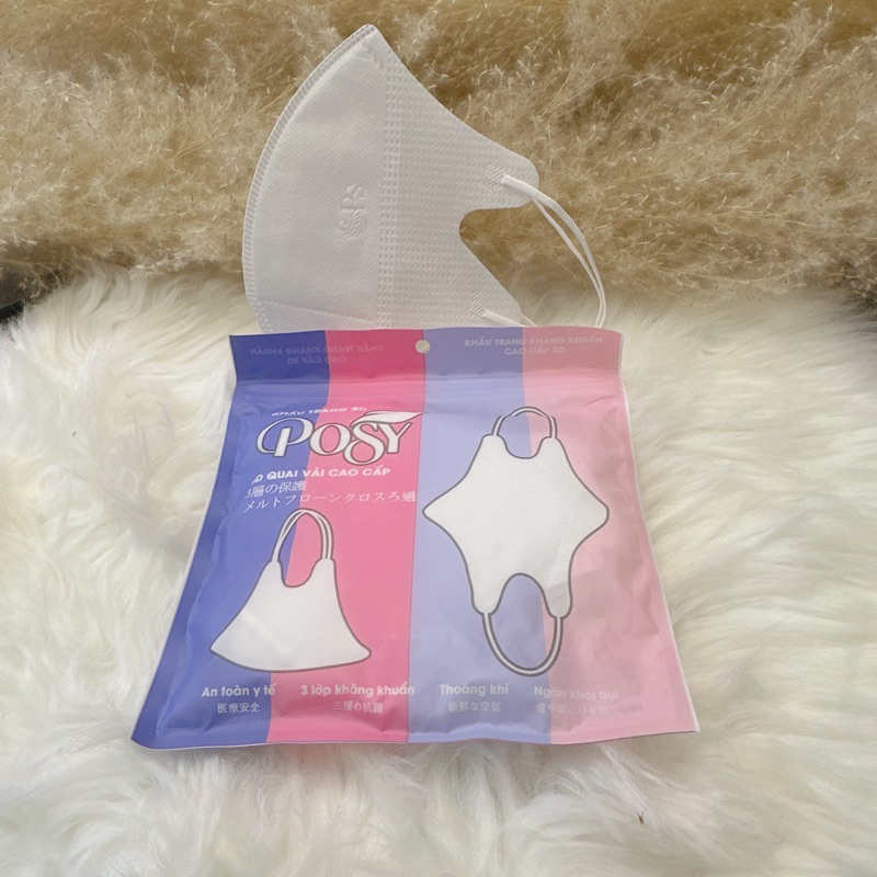 Khẩu Trang 5D Mask POSY 3 Lớp Kháng Khuẩn,Kiểu Dáng Ôm Sát Khuôn Mặt