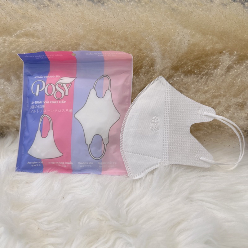 Khẩu Trang 5D Mask POSY 3 Lớp Kháng Khuẩn,Kiểu Dáng Ôm Sát Khuôn Mặt