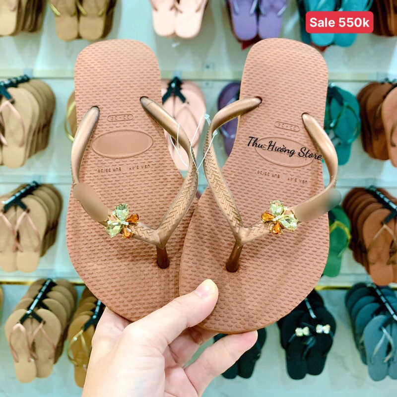 Dép Nữ Chính Hãng Slim Đính Bươm' Đá Nhí