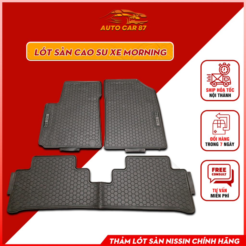 [ KIA MORNING ] Thảm Sàn, Thảm Lót Sàn Cao Su Nissin Đúc Vân Tổ Ong Chuẩn Form Xe Kia Morning