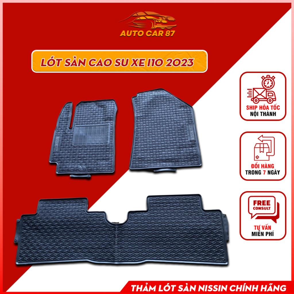 [ HUYNDAI I10 2023 ] Thảm Sàn, Thảm Lót Sàn Cao Su Nissin Đúc Vân Tổ Ong Chuẩn Form Xe Huyndai I10 Đời 2023