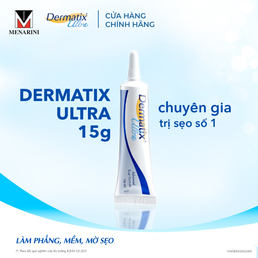 Gel làm mờ sẹo và làm phẳng sẹo lồi, sẹo thâm Dermatix Ultra 15g