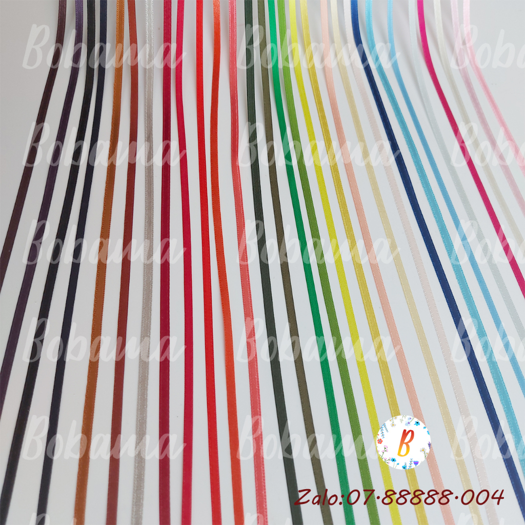 10 mét Ruy băng satin 2 mặt 3mm dùng trang trí handmade