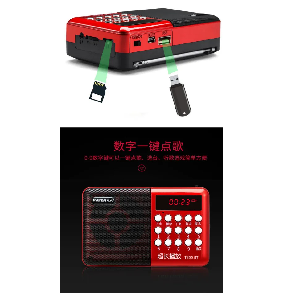 Loa Bluetooth BT855 Ghi Âm, Nghe Kinh, Nghe Pháp, FM 2 Pin 4800mAh