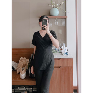 Bầu- Set thun cotton mặc áo ở nhà - basic phong cách Hàn Quốc